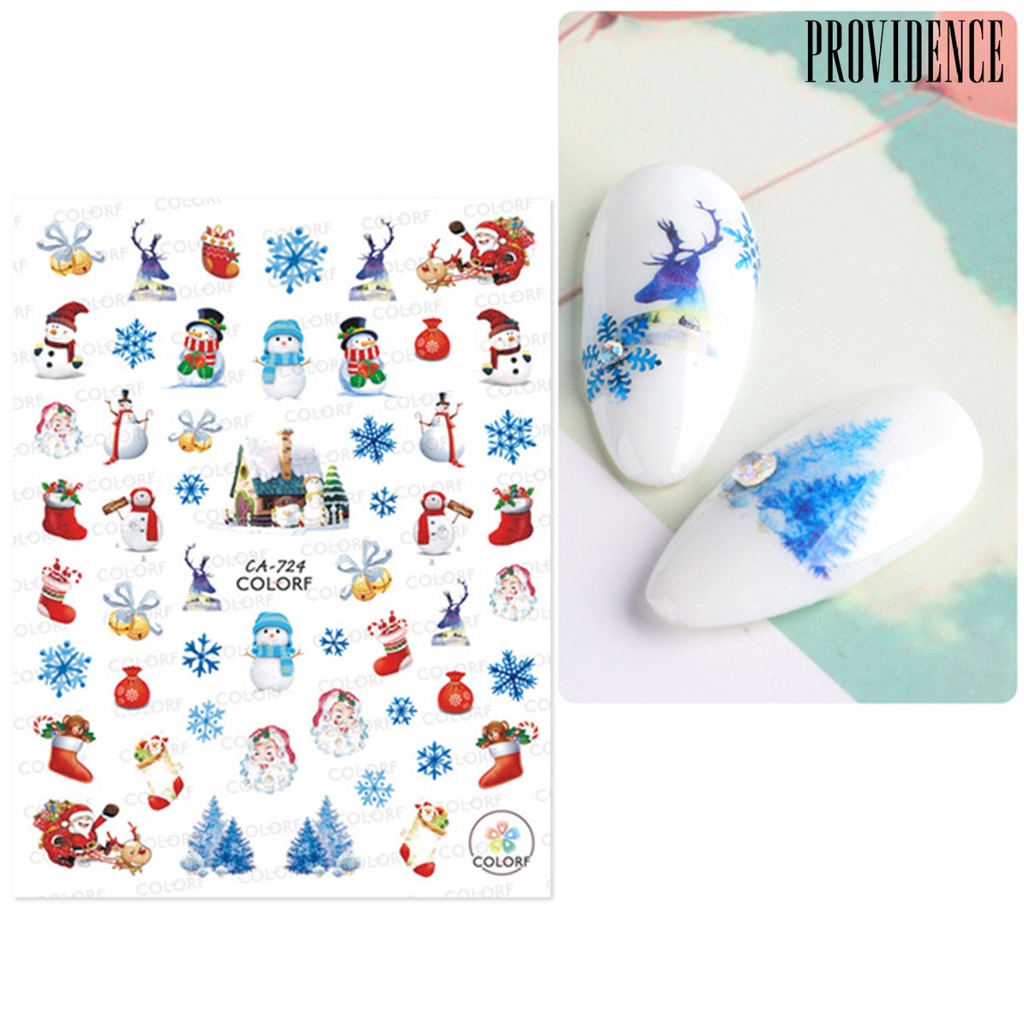 Providence Nail Sticker Christmas Patterns Non-Fading Colorful Winter Xmas Nail 3D Christmas Elk Sliders for Manicure