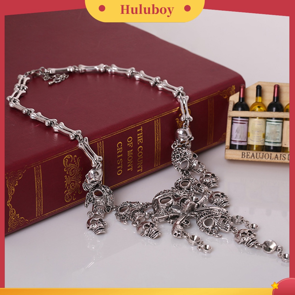 Hu Hu Hu Hu Hu Alat Bantu Pasang Kacamata♡ Kalung Rantai Multi Layer Dengan Liontin Kepala Tengkorak Untuk Hadiah Natal