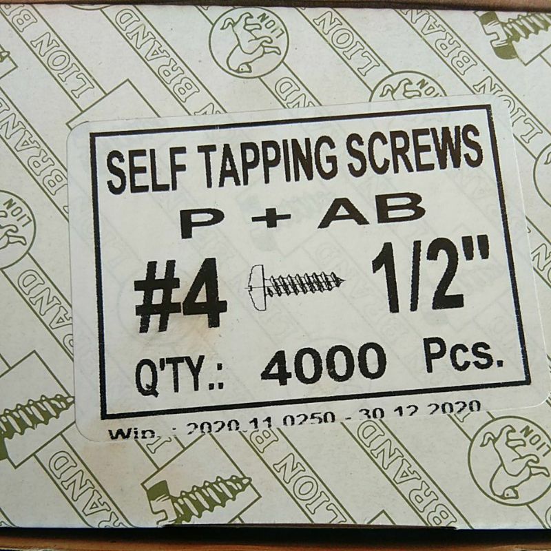 Skrup tapping #4 x 1/2&quot; isi 4000pcs skrup transistor final