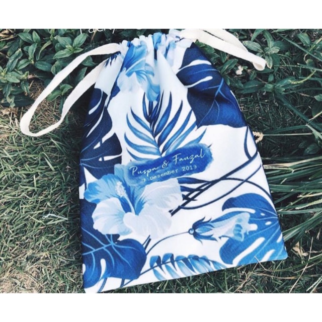 Souvenir Pernikahan Pouch Serut Printing Preorder