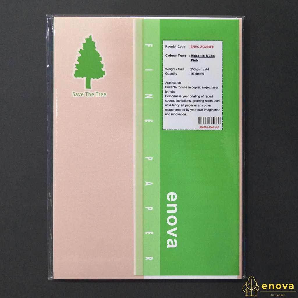 

Fancy Art Paper ENOVA | Metallic Nude Pink | A4 250GSM (Metalik)