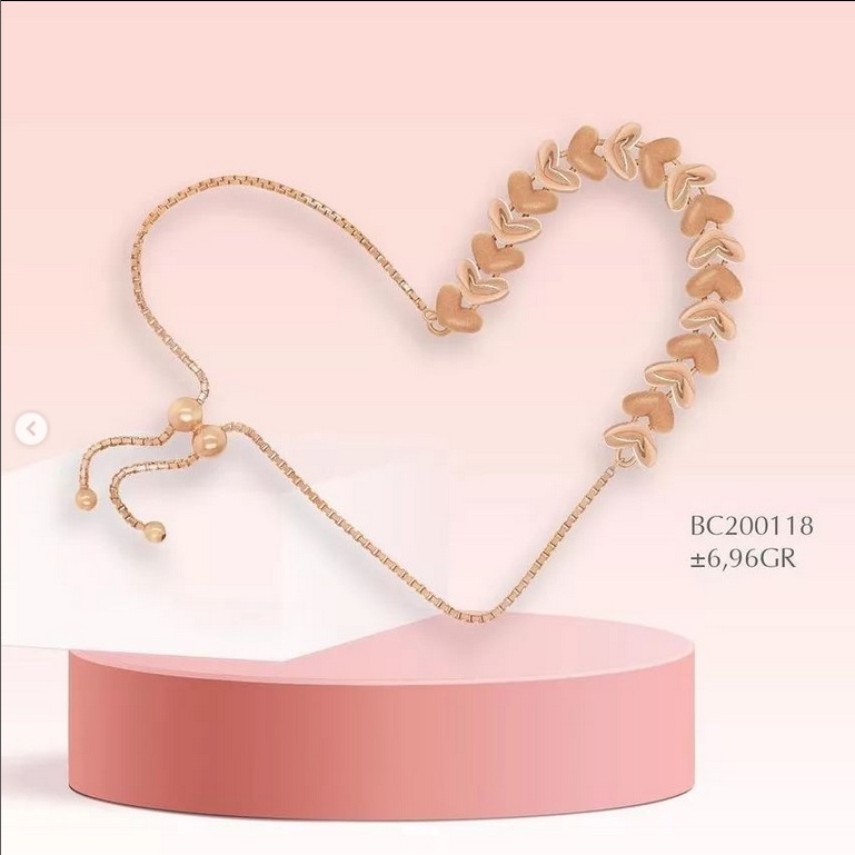 GELANG TANGAN EMAS RANTE SERUT SANDRA DEWI GOLD GOLDEN LOVE COLLECTION HATI LOVE VALENTINE