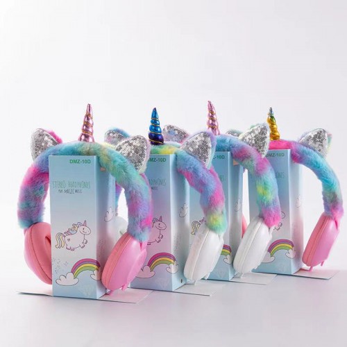 HGM-021 Headset Bando Karakter Tanduk Unicorn Lucu dan Telinga Bulu - Bulu Halus Lembut Lucu untuk