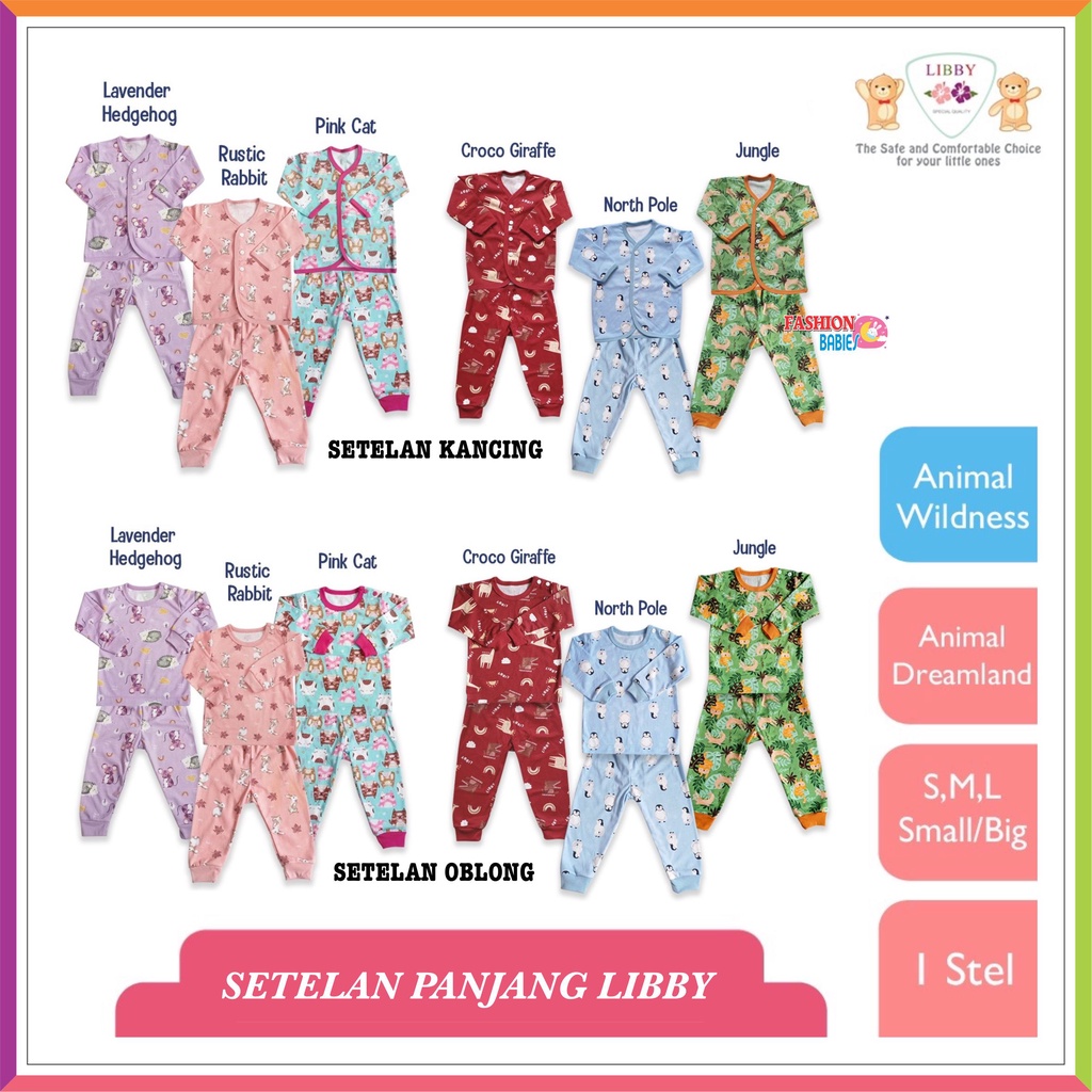 LIBBY PRINT MOTIF SETELAN PANJANG KANCING | LULLABY RAINBOW FANTASIA ANIMAL WILDNESS |LIBBY BABY S M L ❤ Fashionbabies ❤