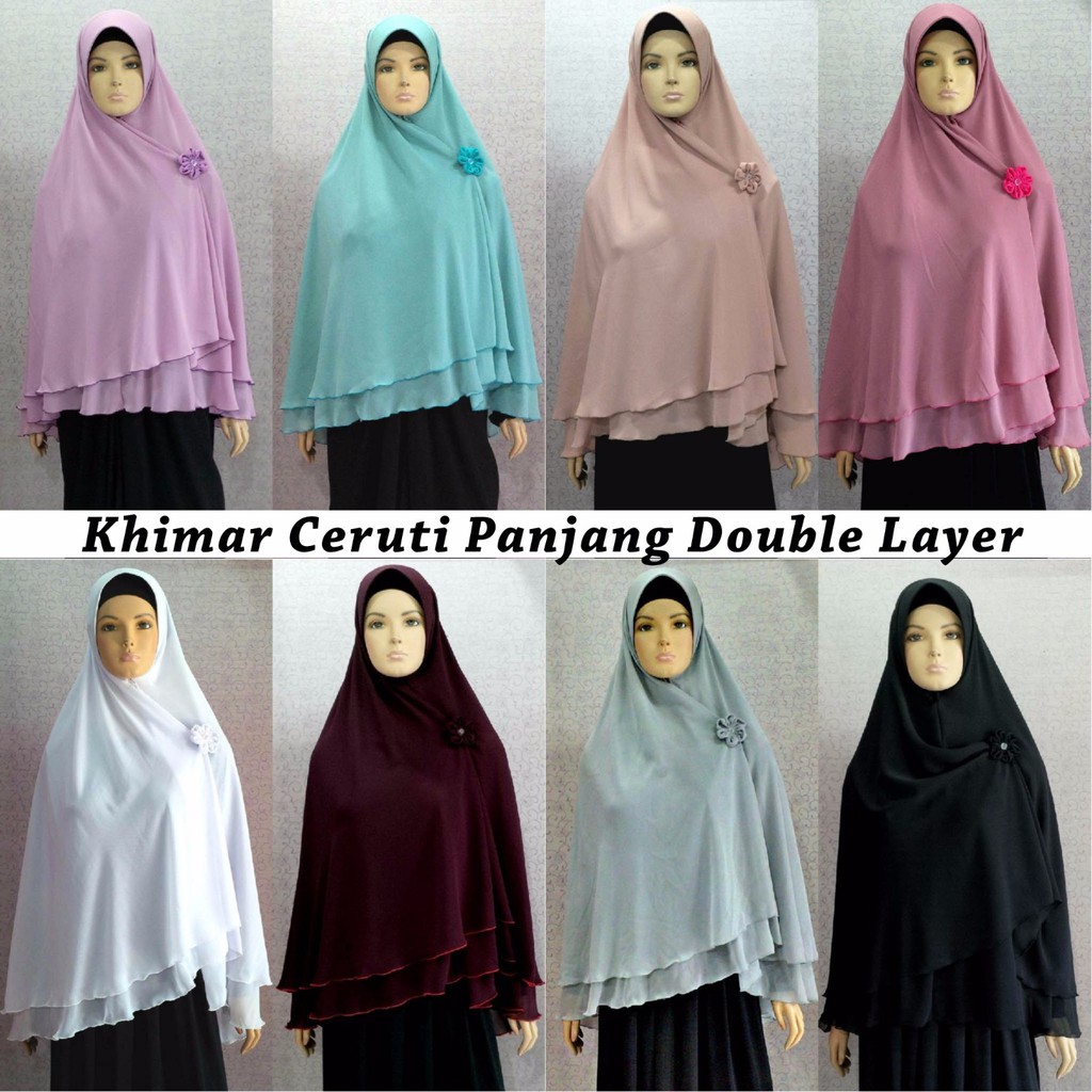 Kerudung / jilbab Syari Khimar Ceruti Panjang Double Layer