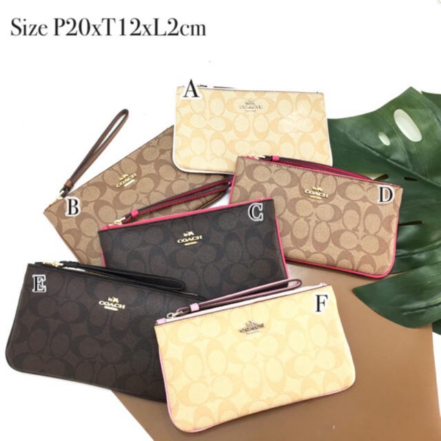 COACH Large Wristlet in Signature pouch original authentic asli