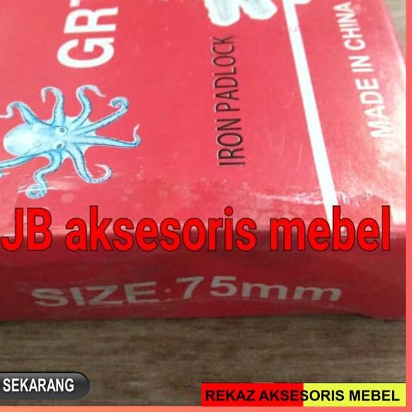 ♥Original♥ GEMBOK HITAM BESAR 75 mm MERK GRT / GEMBOK PAGAR TOKO GUDANG 