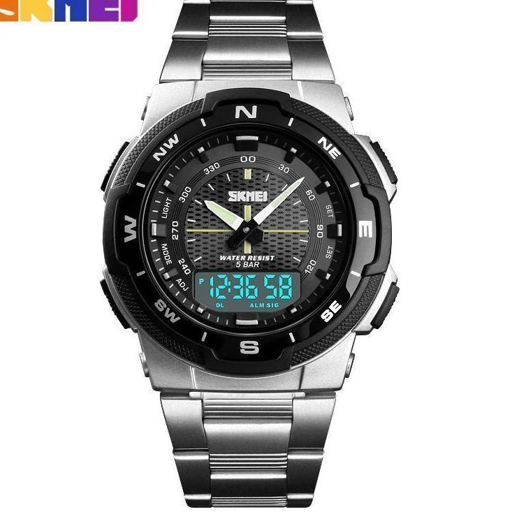 READY 9327 SKMEI 1370 Jam Tangan Pria Digital Analog Tali Stainless Anti Air WATCHKITE WKOS ㅰ