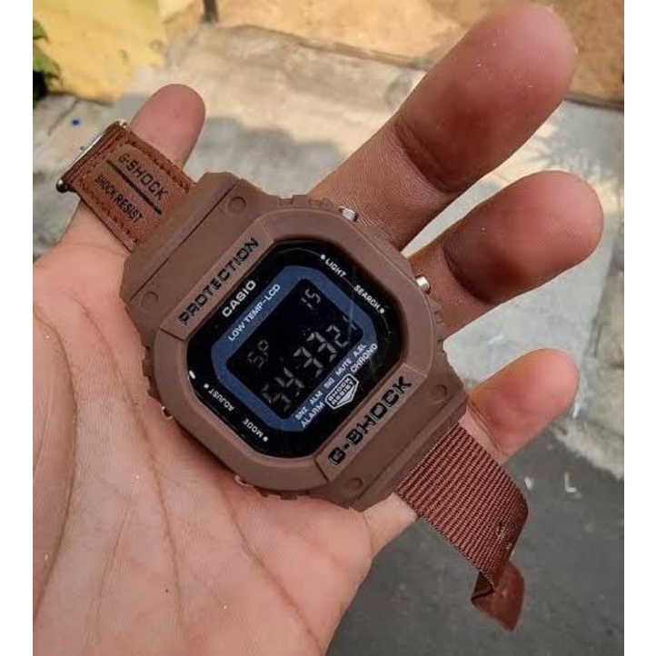 DW5600 TALI KANVAS JAM TANGAN PRIA GLS5600 DIGITAL KANVAS