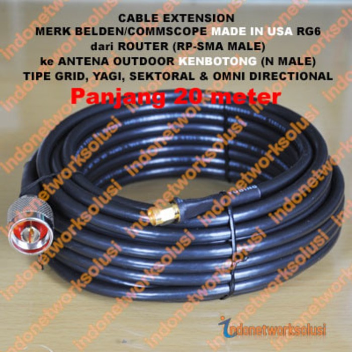 KENBOTONG Coaxial Cable Extension Kabel Commscope Utk ANTENA GRID SEKTORAL YAGI OMNI 20m