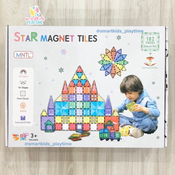 

MNTL Magnetic Tiles 182 Pcs include 2 cars Mainan Edukasi Anak Berkualitas