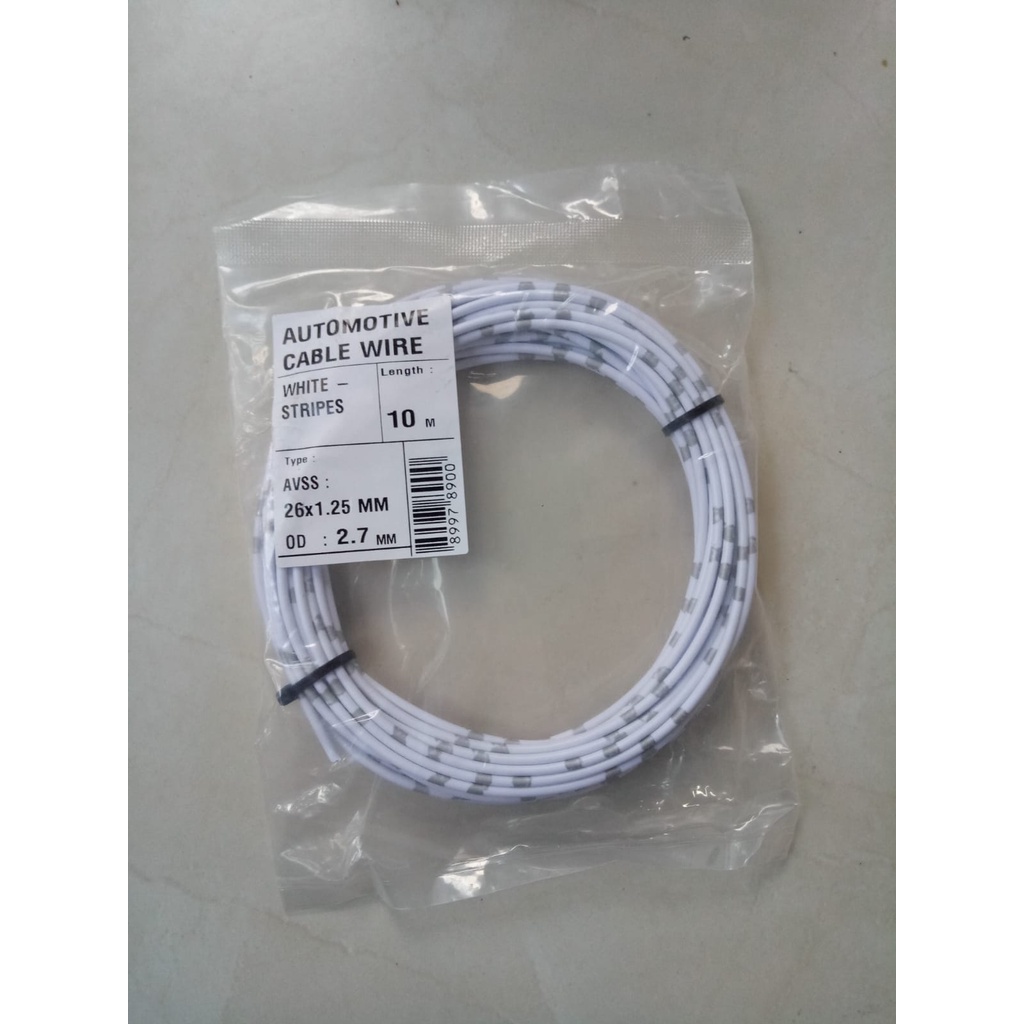 KABEL BINTIK 1.25 PUTIH / KABEL 1,25 SERABUT TEMBAGA KELISTRIKAN MOBIL