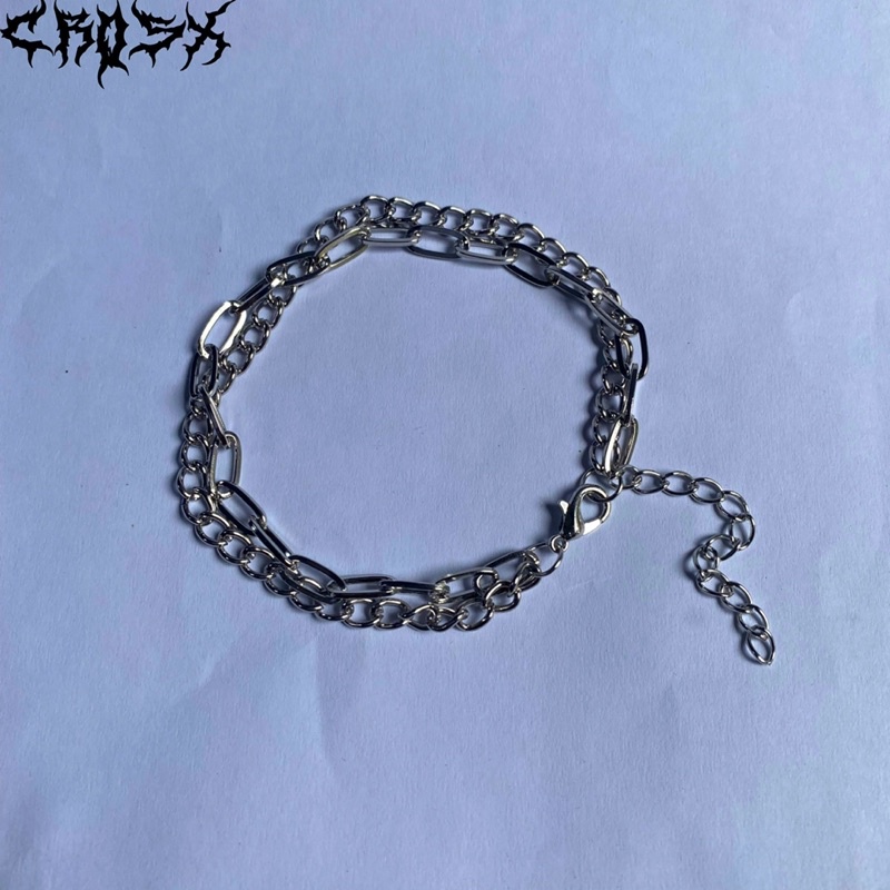 DOUBLE LAYER CHAIN BRACELET / GELANG RANTAI SILVER / BRACELET GELANG TITANIUM / AESTHETIC BRACELET / GELANG ESTETIK / GELANG AESTHETIC / GELANG PRIA / GELANG WANITA / GELANG PRIA WANITA