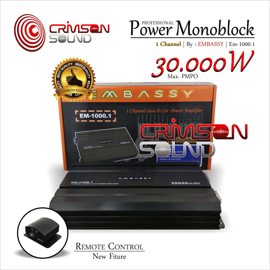 POWER MONOBLOCK CLASS D EMBASSY EM-1000.1 Channel