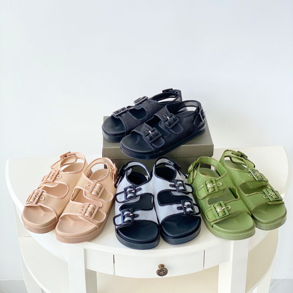 CKS224 CK Double Buckle Strap Mesh Platform Sandal