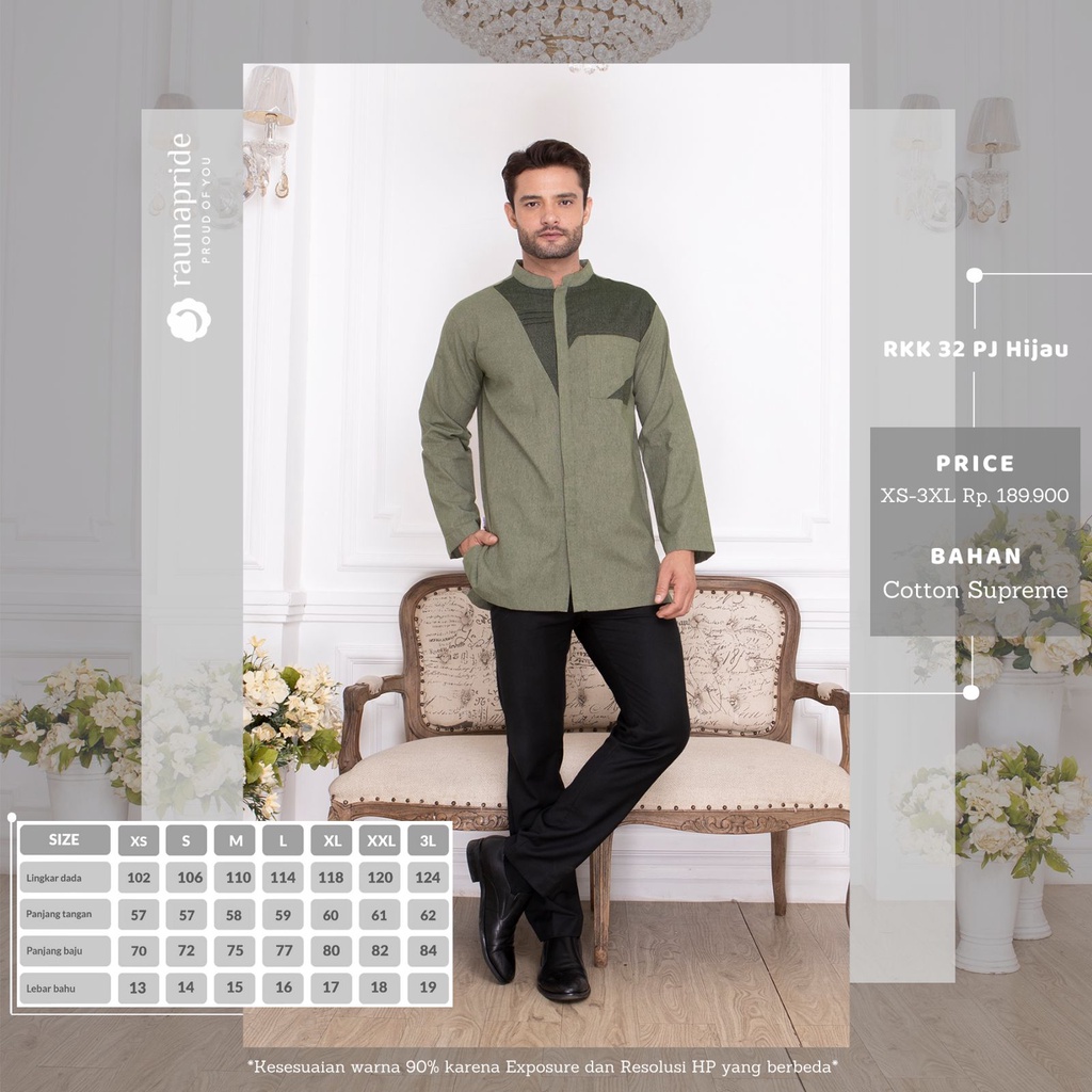 Rauna Koko Dewasa RKK 32 Panjang / Koko Dewasa Lengan Panjang / Kemeja Pria / Fashion Muslim