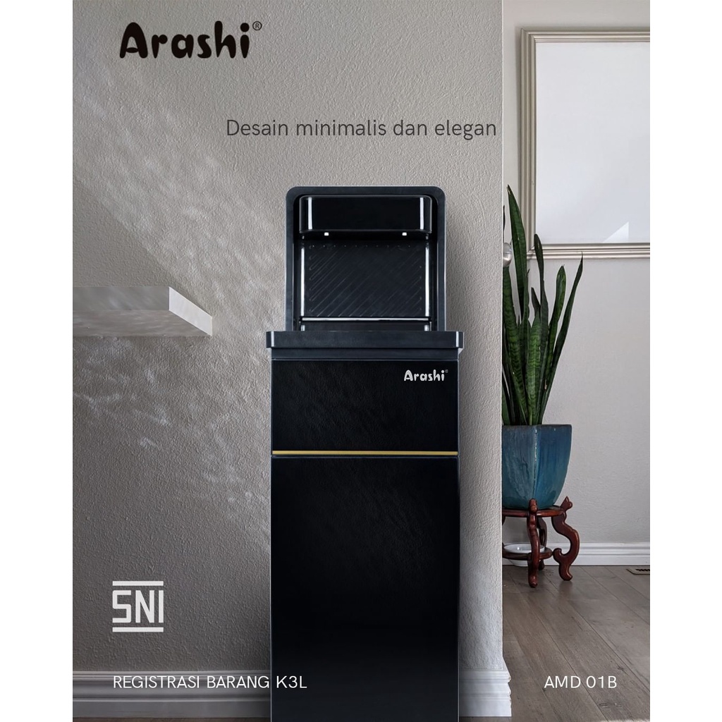 Arashi Dispenser Air Minum Galon Bawah Multifungsi AMD01B Dengan Layar Sentuh dan Remote Control