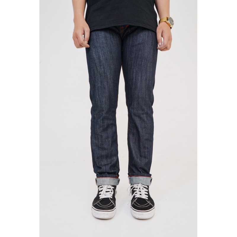 SVGE DENIM “ Divine “ Raw 14.5 Oz Blue Deep Indigo Redline Selvedge Denim