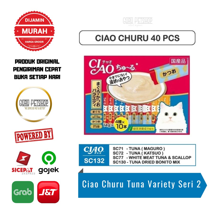 Ciao Churu 40 Mixed Variety Ciao Chu Ru isi 40 Sachet Snack Kucing