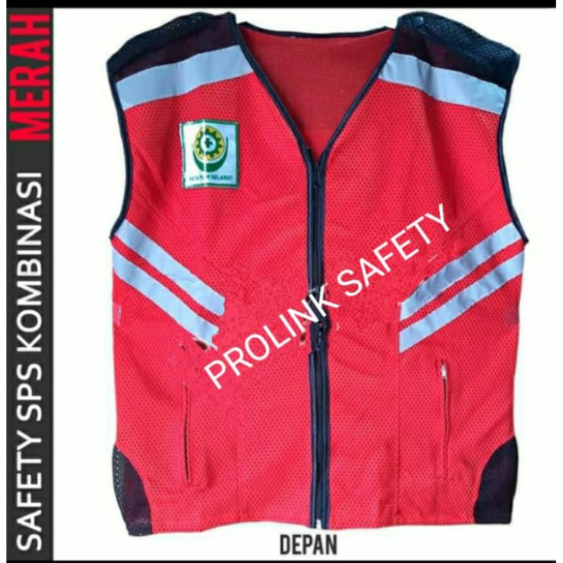 ROMPI SAFETY ALLSIZE BAHAN JALA TEBAL DOBLE MERAH HITAM FREE LOGO K3