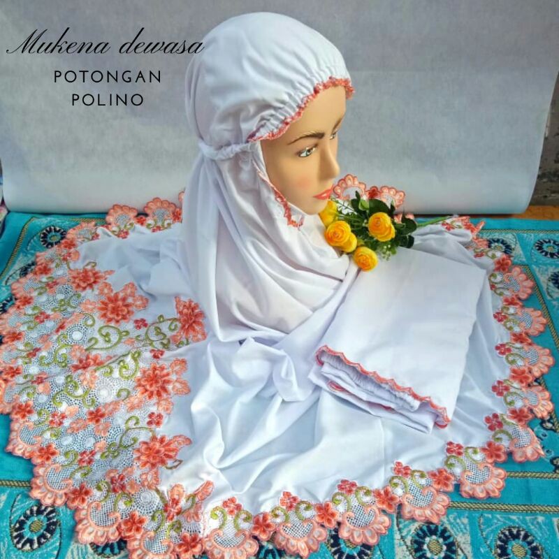 Mukena Potongan Bordir Dewasa Bunga Timbul Tebal