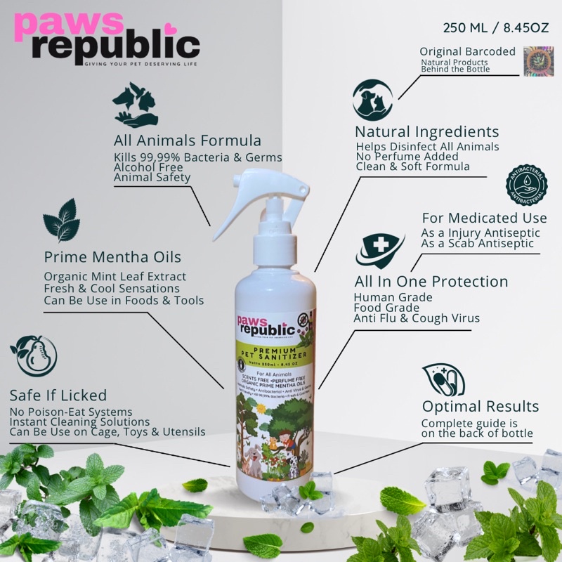 Jual Paws Republic Premium Pet Sanitizer Non Alkohol Spray