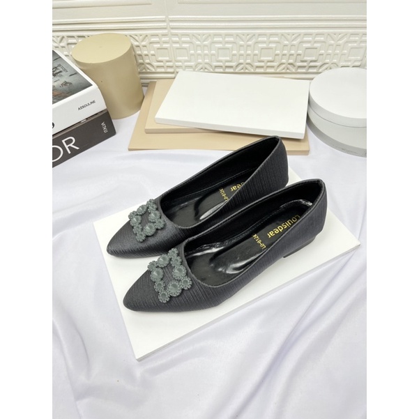 sepatu flat shoes wanita terbaru kekinian pesta LOUISDEAR sepatu flat heel 2 cm bahan satin B49