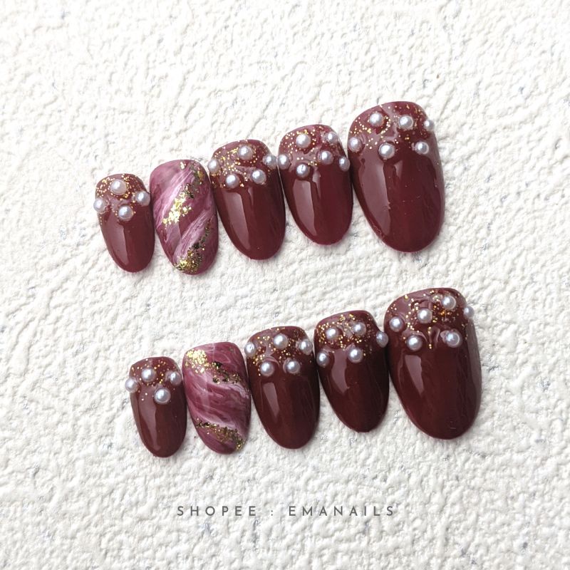 KUKU PALSU HANDMADE/KUKU PALSU PERNIKAHAN/FAKENAILS WEDDING/KUKU PALSU TUNANGAN/KUKU PALSU SIMPLE
