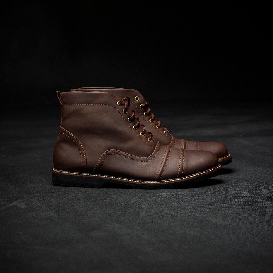 Force Brown | Boots Coklat Sepatu Casual Ori Boot Docmart Pria Cowok Kerja Lapangan | FORIND Tragen