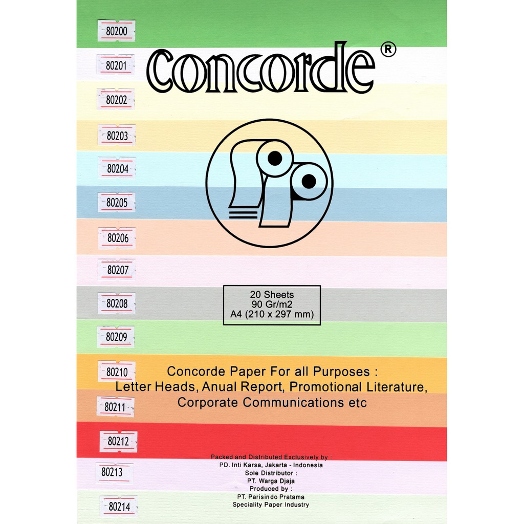 

Kertas Concorde Paper Laid 90gr F4 - isi 20 Lembar