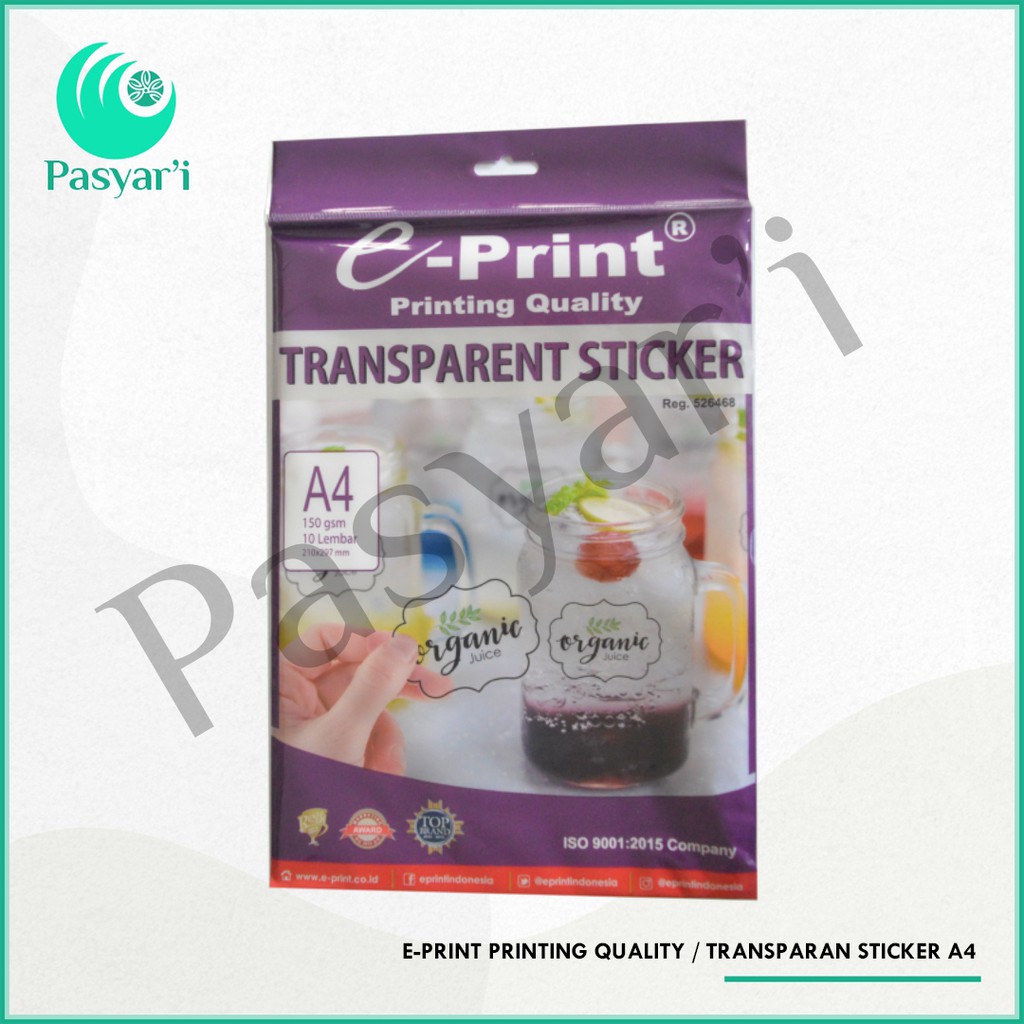 

E-print printing quality Transparan Sticker A4 150 gsm 10
