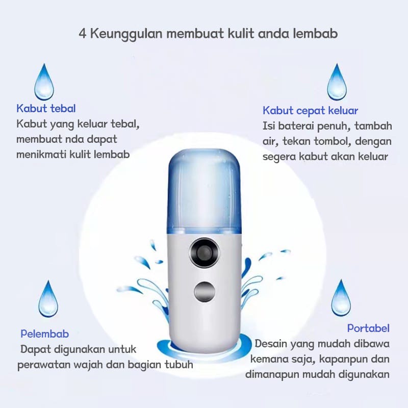 Nano Spray Portable Mini usb Mist Sprayer Pelembab Wajah Perawatan Wajah Nano Spray Portable mist sprayer perawatan wajah pelembab wajah mini usb portable nano mist spray water facial cooling semprotan air wajah usb mist sprayer face nano spray