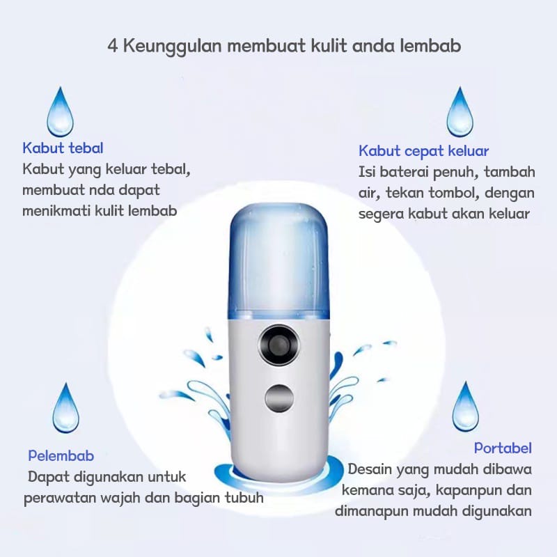 Nano Spray Portable Mini usb Mist Sprayer Pelembab Wajah Perawatan Wajah Nano Spray Portable mist sprayer perawatan wajah pelembab wajah mini usb portable nano mist spray water facial cooling semprotan air wajah usb mist sprayer face nano spray