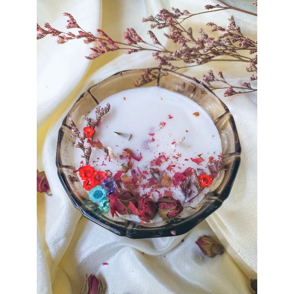 Lit.Tlera Lilin Aromatherapy Dried Flowers | Lilin aroma Terapi Gelas kristal