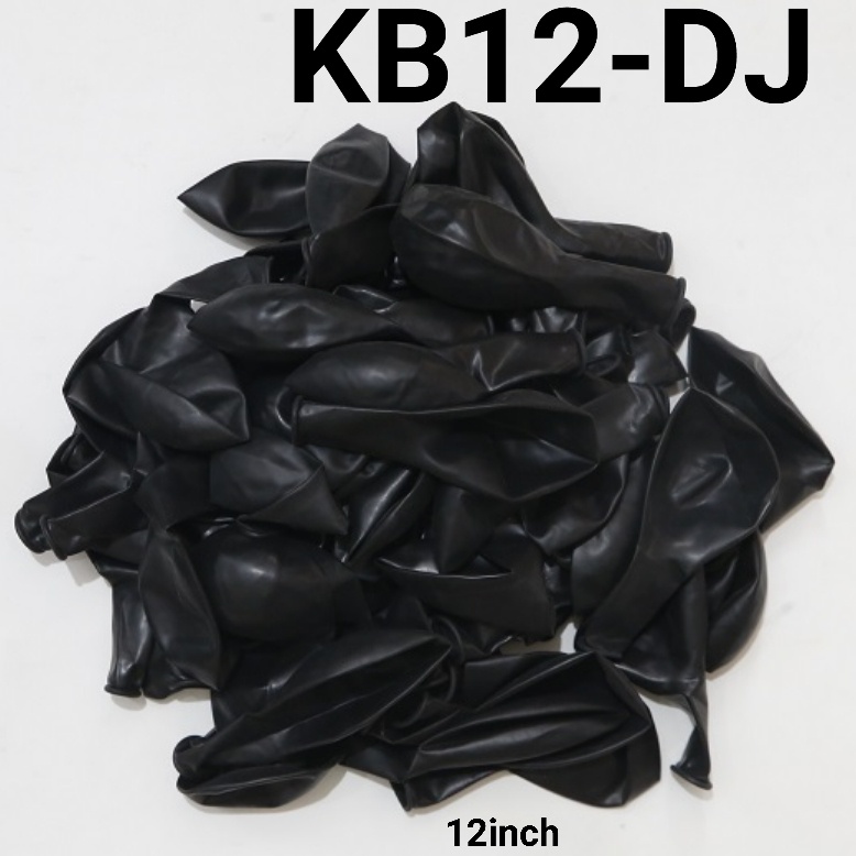 KB12-DJ Balon latex 12 inch 30 cm doff tebal hitam black (Balon Latex Bulat Doff) papaya balon