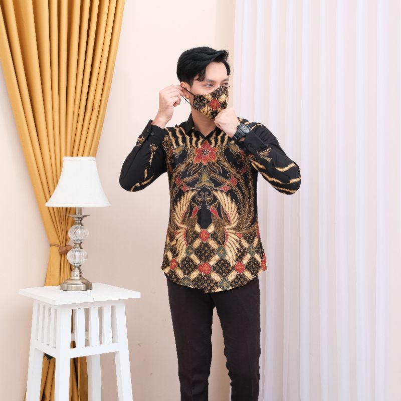 Atasan Kemeja Batik Pria Modern Slimfit Premium Solo Pabrik Batik prabuseno Premium Batik MTF03