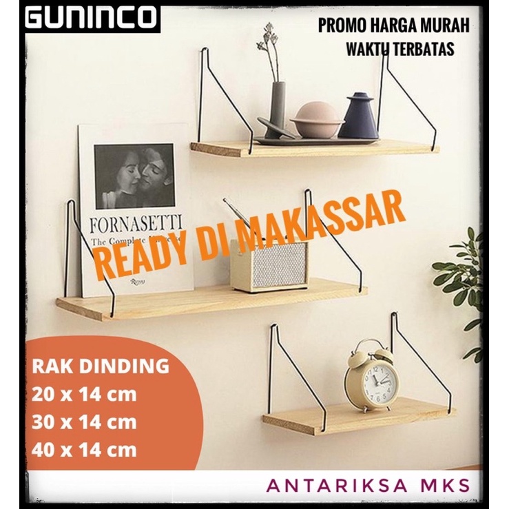 [GUNINCO] Rak Dinding Tempel Kayu Besi Hanging Storage Organizer Shelf Organizer Serbaguna RAK1 BUKU MAKASSAR