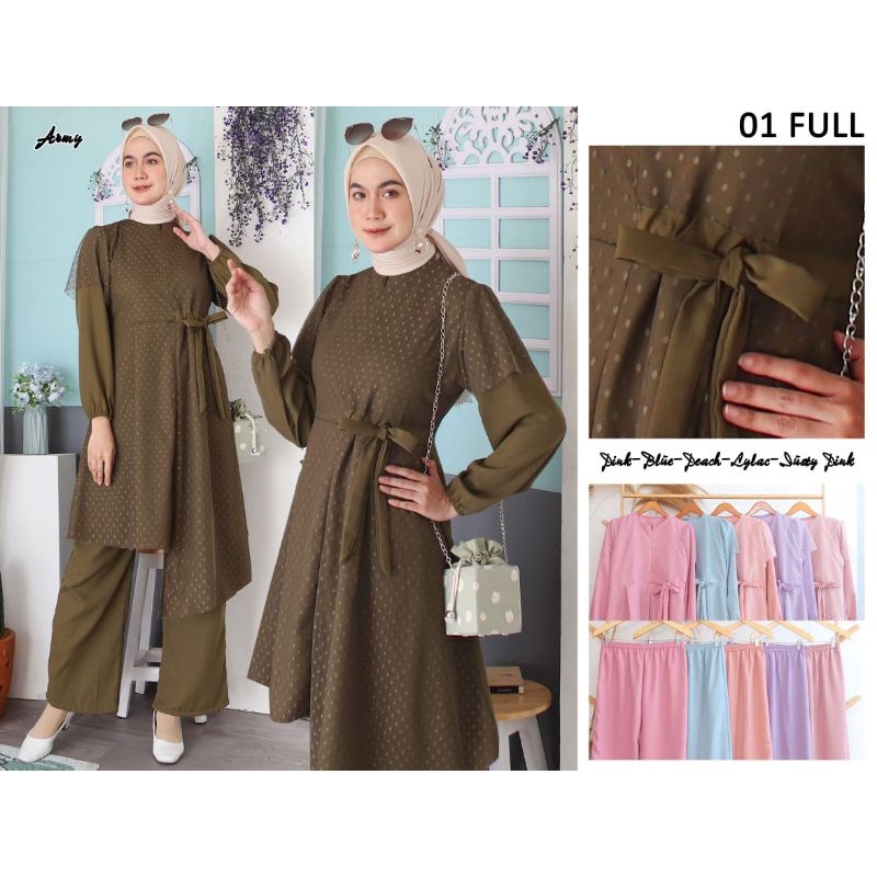 01 Setcel tunik Shakila Kombi tile dot