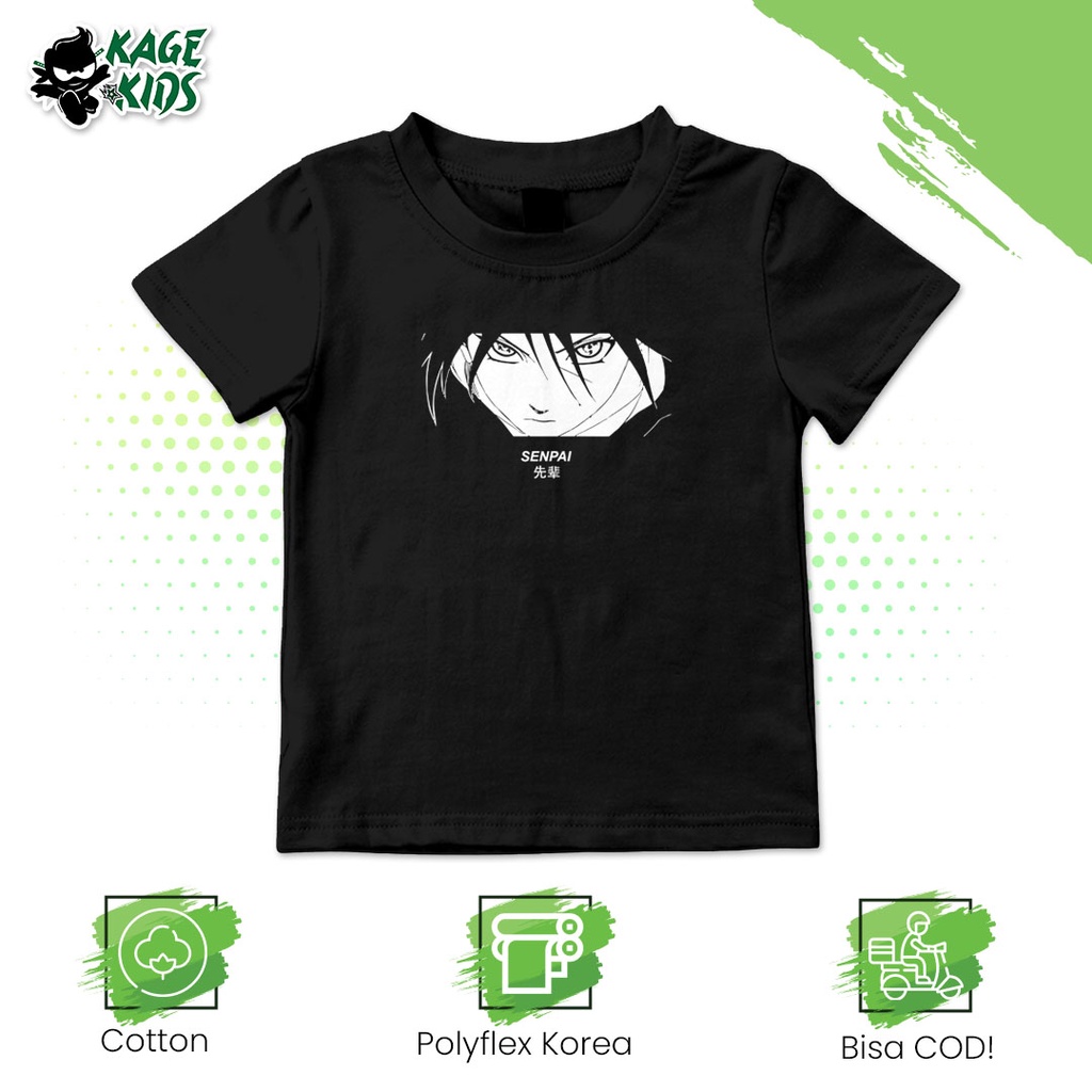 Kaos Distro Anak SENPAI UCHIHA ITACHI Laki Laki dan Perempuan / Baju Anak Motif Kartun Anime Naruto