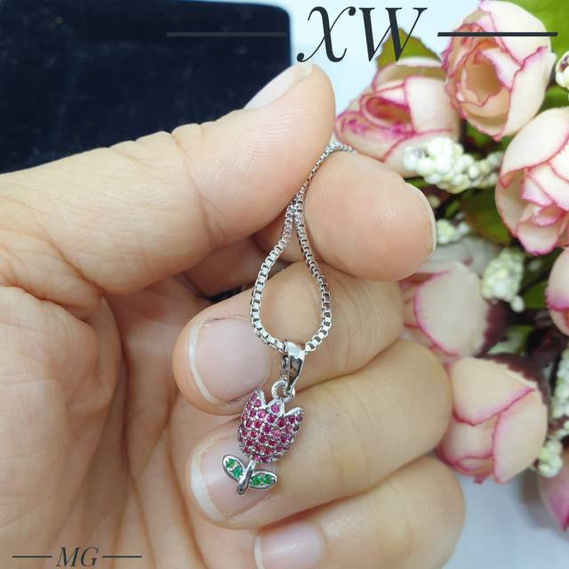 Kalung xuping tulip mata pink