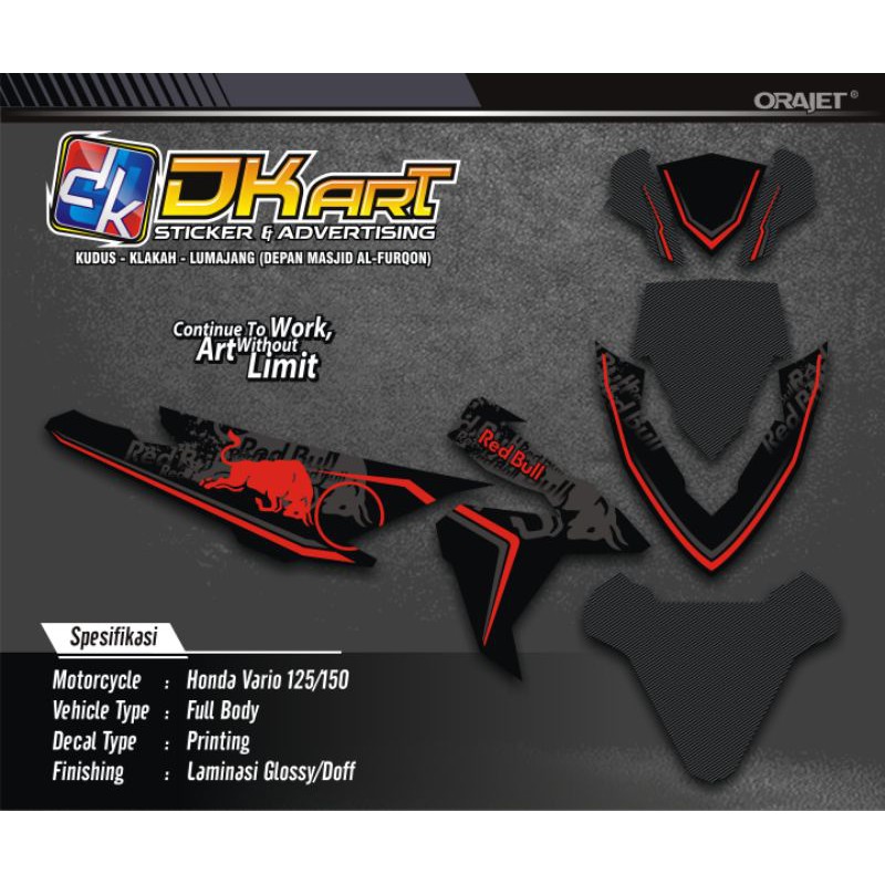 Decal Sticker Full Body Honda Vario 125/150 Motif Redbull