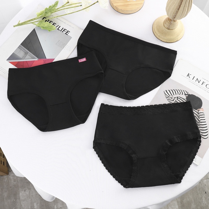 Celana dalam hitam wanita big size kombinasi renda import bahan halus