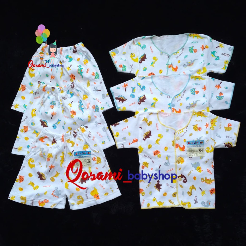 SETELAN AIRIN 3pcs Setelan Pendek Bayi Newborn Motif Print SNI