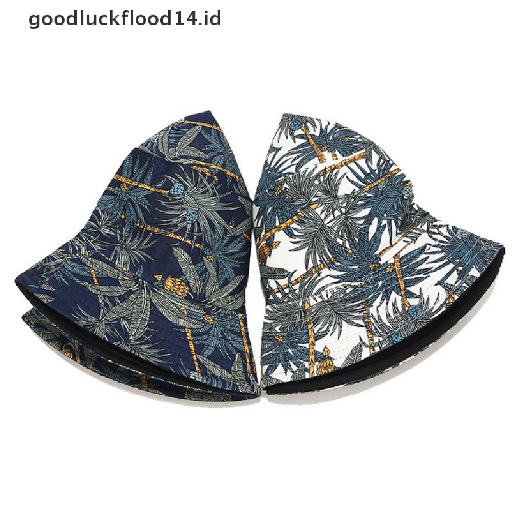 [OOID] Fashion Double Sided Cartoon Graffiti Bucket Hat Travel Sun Cap Men Women New ID