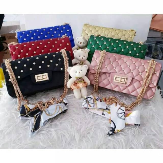 Promo tas chanel wanita korea diamond jelly matte original murah