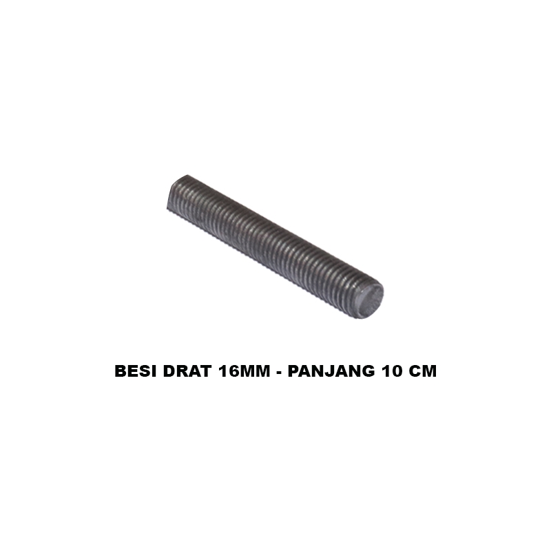 EELIC BED-M16X10 Besi drat ulir diameter 16mm x panjang 10 cm cocok untuk perakitan mesin DIY dll