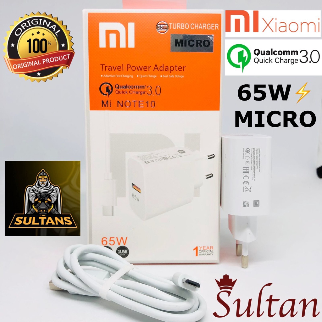 PROMO CASAN Xiaomi Mi 65W Fast Charger  65W MAX  Mi NOTE 10 Charger MICRO DAN TYPE-C REDMI NOTE 100