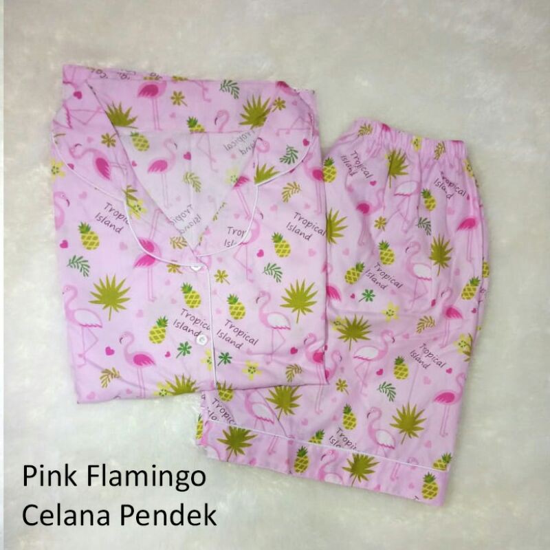 Piyama Baju Tidur Celana Pendek Tangan Pendek Bahan Katun Motif