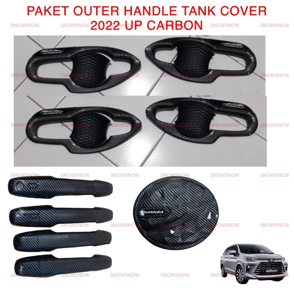 Paket Outer Handle Tank Cover Avanza Xenia Veloz 2021 2022 2023 2024 UP Carbon