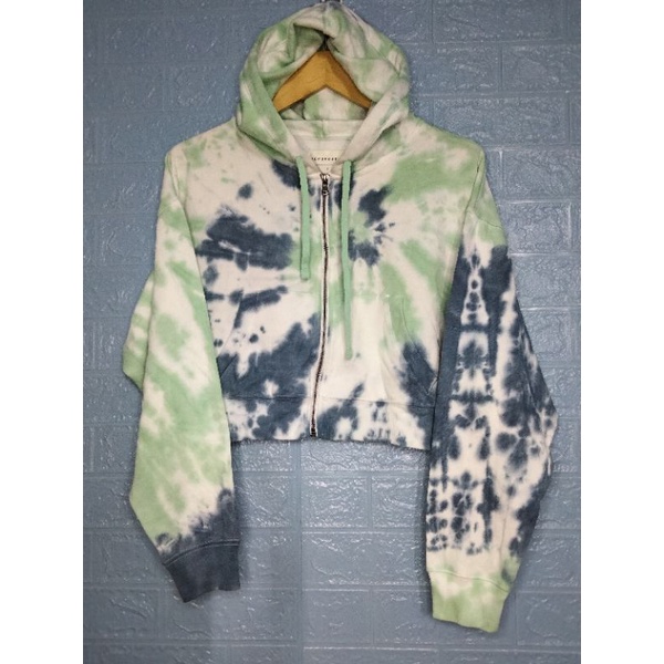 Hoodie crop Aeropostale sweater crop tie dye Aeropostale - green color